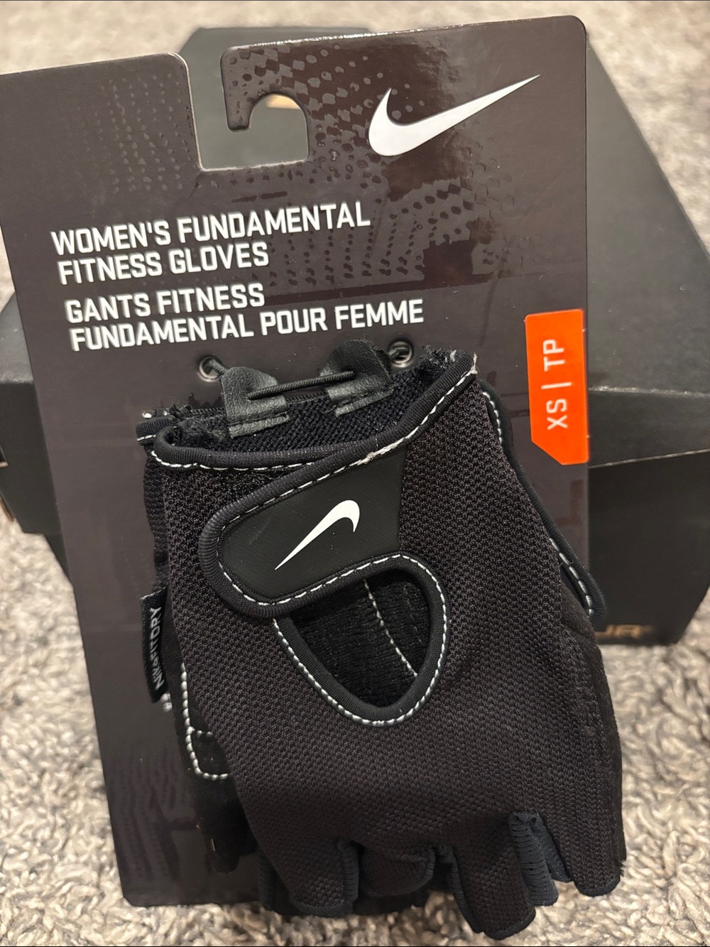 Nike Women's Fundamental Fitness Gloves in Black with White Swoosh